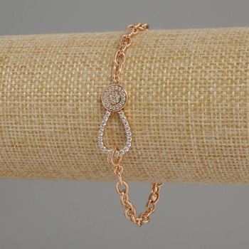 Bracelet Xuping à strass blancs plaqué or 18 carats, diamètre 4 mm ±, longueur 17-21 cm ±, avec chaîne d'extension