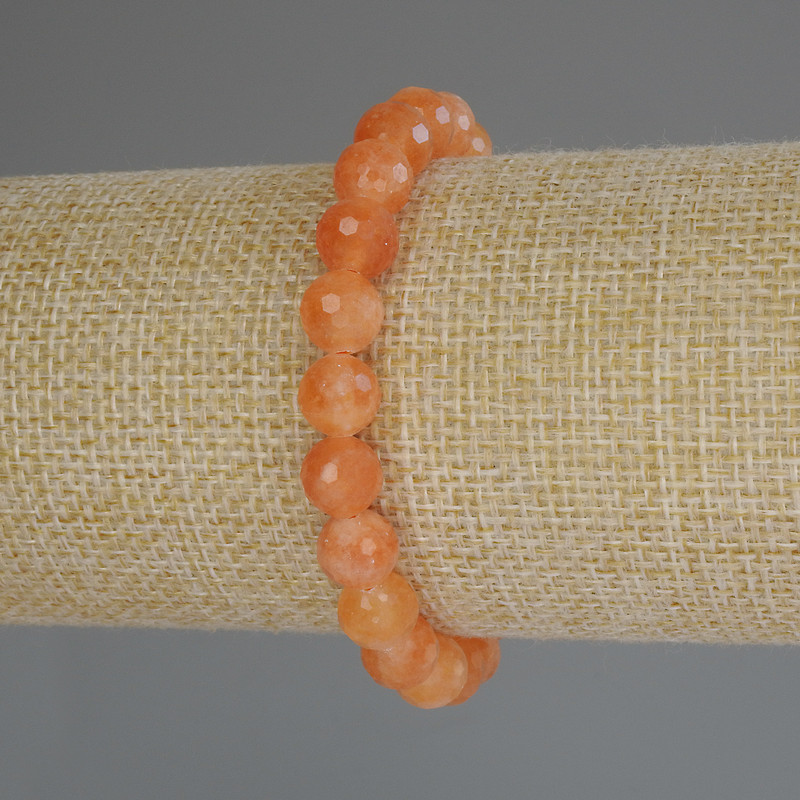 Bracelet en néphrite Mashan, bille facettée de 8 mm +-, longueur 18 cm (élastique)