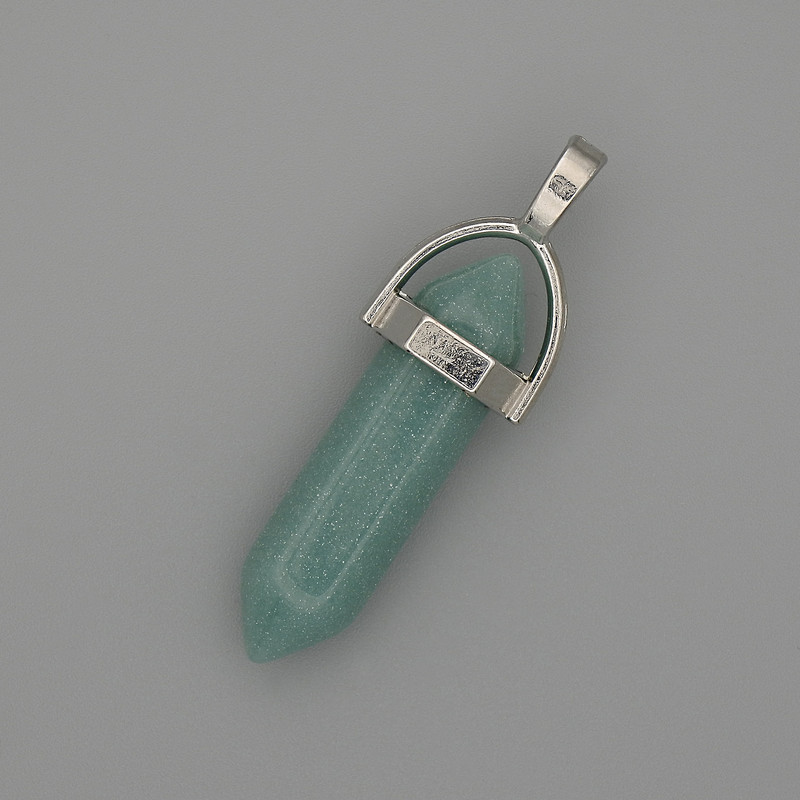 Pendentif amazonite hexagonal, cristal boule 8 × 31 × 41 mm+