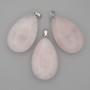 Pendentif goutte quartz rose 40 × 25 mm +-, longueur 49 mm +-