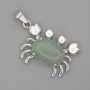 Pendentif Crabe en néphrite 40×22 mm ± métal argenté