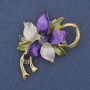 Broche-pendantif «Fleur», émail coloré, strass, métal doré, 50×42 mm+
