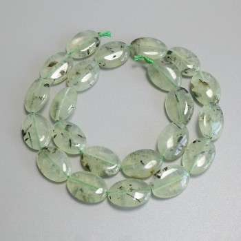 Perles de prénite ovales, diamètre 18 × 13 mm ± sur fil, longueur environ 40 cm