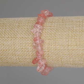 Bracelet en calcédoine éclats, diamètre 6-9×3,5 mm ±, longueur 18 cm ± élastique