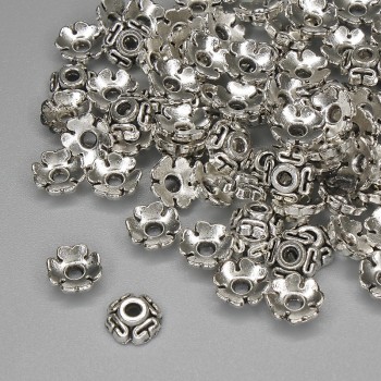 Capuchon de perle, couleur métal argenté, diamètre 6,5×1 mm, ouverture d'environ 1,8 mm, emballage 20 g (~88 pièces)