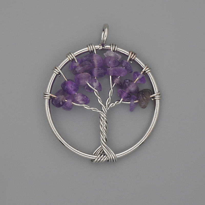 Pendentif «Arbre du bonheur» Améthyste, diamètre 30 mm+