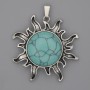 Pendentif Soleil Turquoise 39 mm ±, longueur 46 mm ±