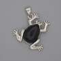 Pendentif grenouille noire en agate 29×28 mm ±, longueur 37 mm+