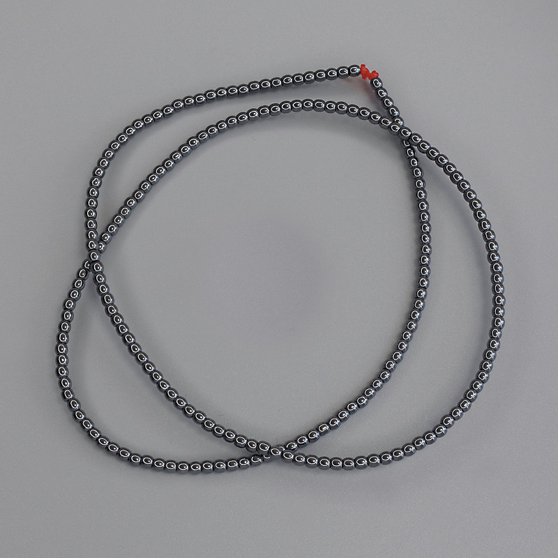 Perles d'hématite boule 2 mm sur fil, longueur 40 cm+