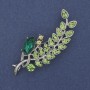 Broche Branche, strass multicolores, métal argenté, 66×26 mm +