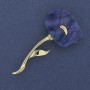 Broche fleur de pavot bleu nacré 63×32 mm ± métal doré