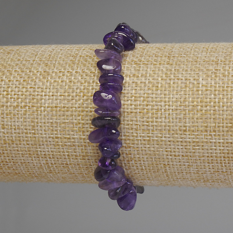 Bracelet améthyste éclats, diamètre 7-12×4-6 mm +-, longueur 18 cm élastique