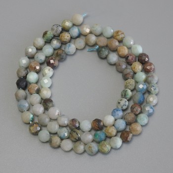 Perles de chrysocolle et lazurite, facettées sur fil, diamètre 4–5 mm, longueur environ 40 cm+