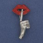 Broche Accent avec strass rouges métal argenté 45×24 mm+