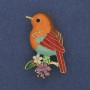 Broche «Oiseau» à émail coloré et strass, métal doré, 24 × 38 mm +