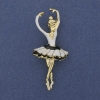 Broche-pendentif Ballerine émail blanc doré métal 25×57 mm+