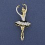 Broche-pendentif Ballerine émail blanc doré métal 25×57 mm+