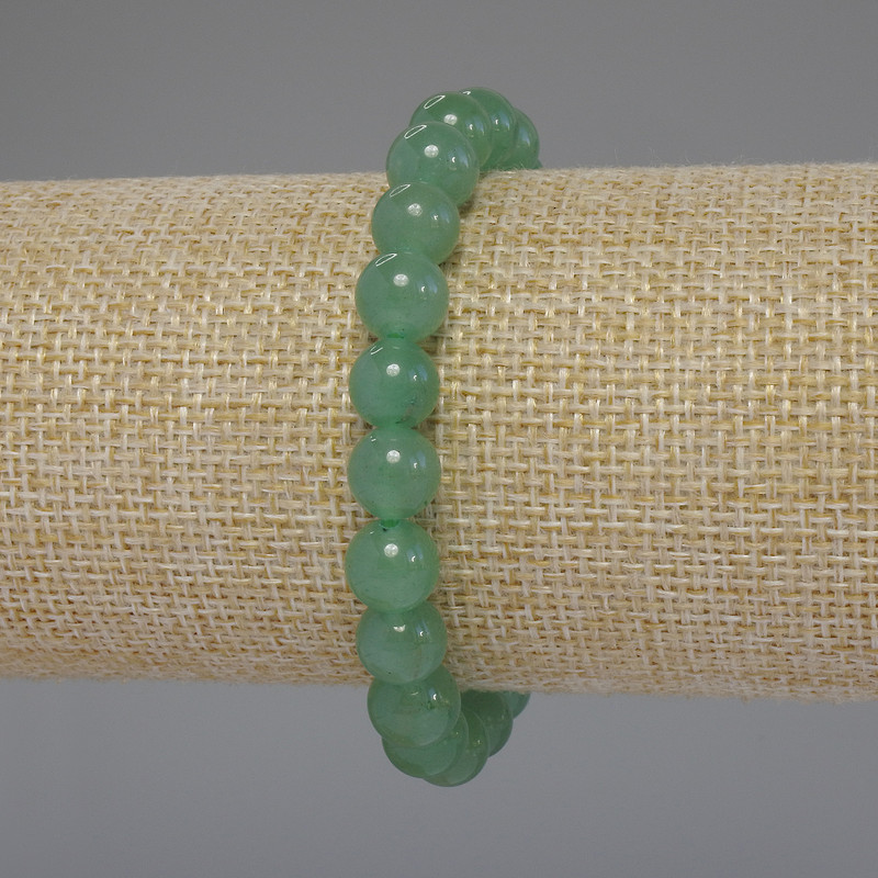 Bracelet en néphrite, billes lisses 8 mm, longueur 18 cm, élastique