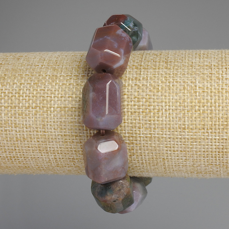 Bracelet jaspe multifacette, diamètre 20×15 mm ±, longueur 18 cm ±