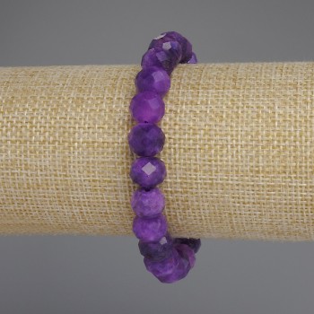 Bracelet en sugélite facetté rondelle, diamètre 10×8 mm, longueur 18 cm ± élastique