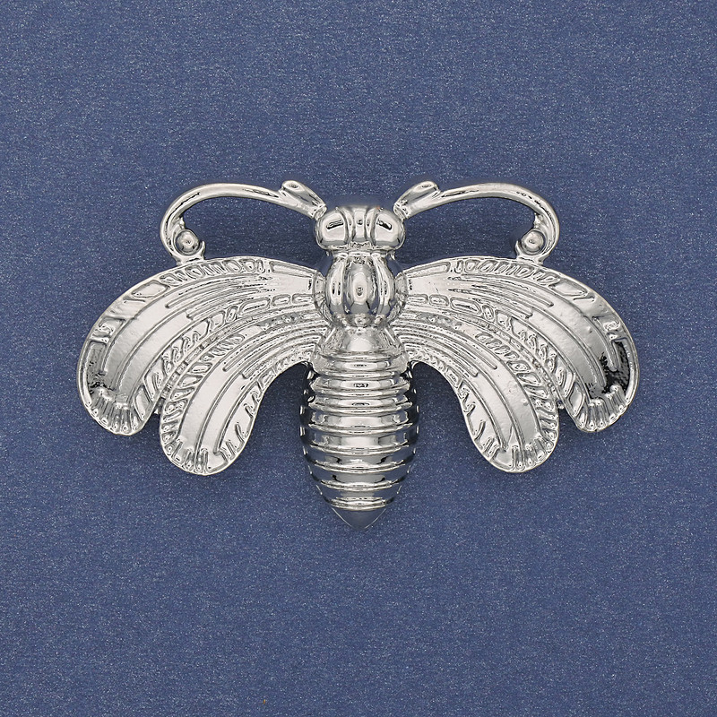 Broche papillon métal argenté 50×33 mm+