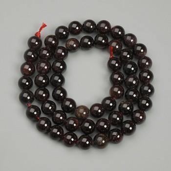 Perles boule de grenat, diamètre 7 mm ±, longueur 38 cm ±