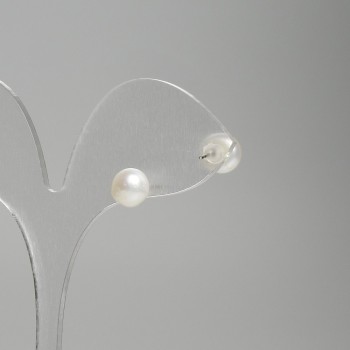 Boucles d'oreilles-puce en perles d'eau douce, diamètre 7 mm+