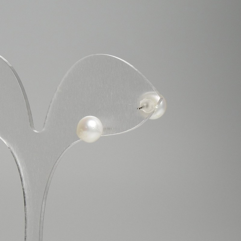 Boucles d'oreilles-puce en perles d'eau douce, diamètre 7 mm+
