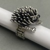 Bague Sonic le Hérisson 30 × 33 × 17 mm ± blancs et noirs, strass, métal argenté, sur élastique, maillon 10 × 5 mm +
