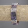 Bracelet en agate du Botswana, maillon rectangulaire, 16x12 mm, longueur 18 cm ± élastique