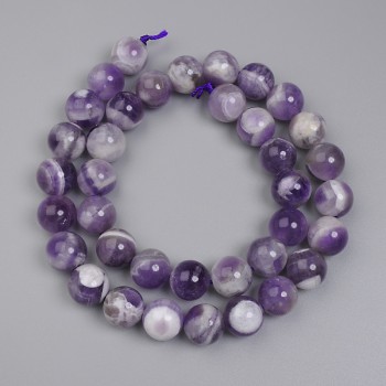Perles d'améthyste Chevron ronde lisse, diamètre 10,5 mm ± sur fil, longueur d'environ 39 cm