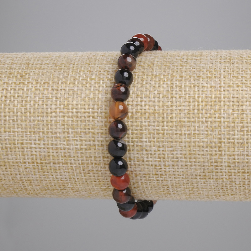 Bracelet en agate à billes lisses, diamètre 6 mm ±, longueur 18 cm ±, élastique