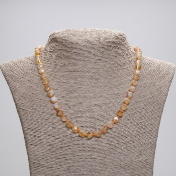 Collier en citrine à facettes, diamètre 7×6 mm, longueur 45 cm ± avec fermoir