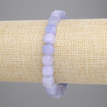 Bracelet élastique en aigue-marine, cubes, taille 7,5×7,5 mm, longueur 18 cm ±