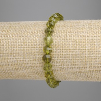 Bracelet chrysoprase à facettes, diamètre environ 7,5 × 7,5 mm ±, longueur 18 cm ±, élastique