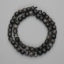 Perles d'obsidienne argentée cube facetté 7 × 7 mm, longueur environ 37 cm, sur fil