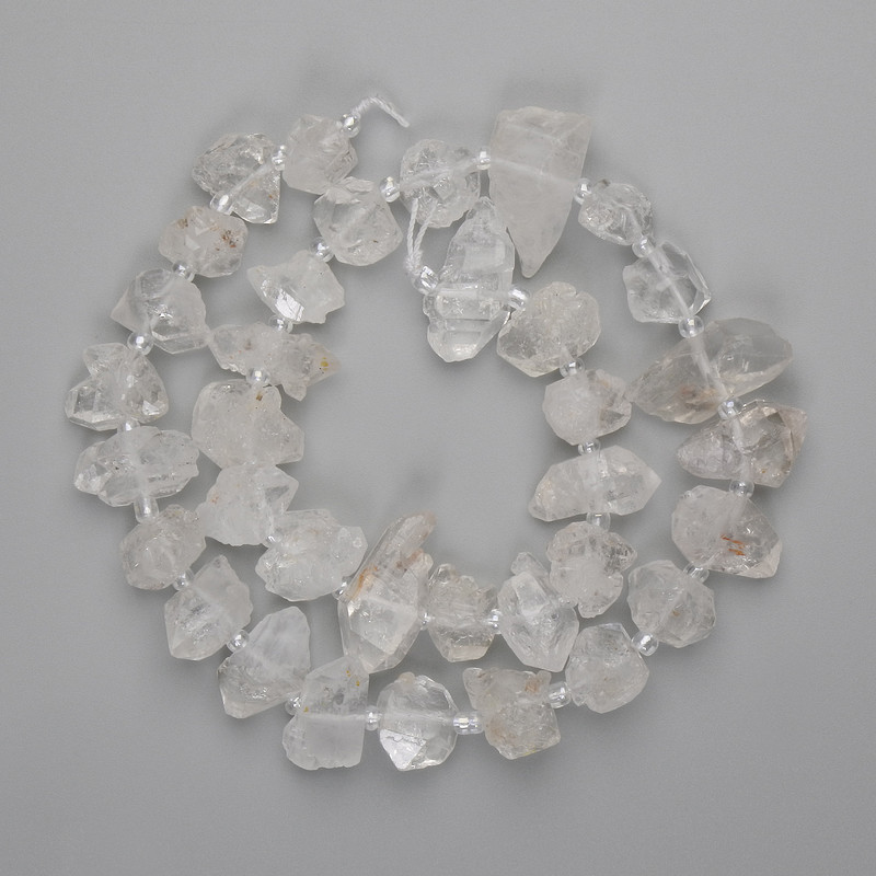 Perles de cristal de roche non taillées, 38 cm