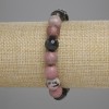 Bracelet en rhodonite, perles facettées, diamètre 10 mm ±, longueur 18 cm ±, élastique