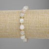 Bracelet en béryl blanc facetté en losange, dimensions environ 8 × 7 mm, perles de 3 mm ±, longueur ± 18 cm, élastique