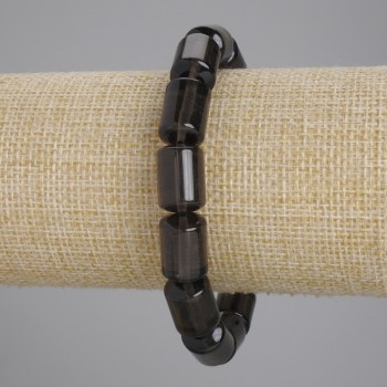 Bracelet en quartz fumé cylindrique, diamètre 15×10 mm ±, longueur 18 cm ±, élastique