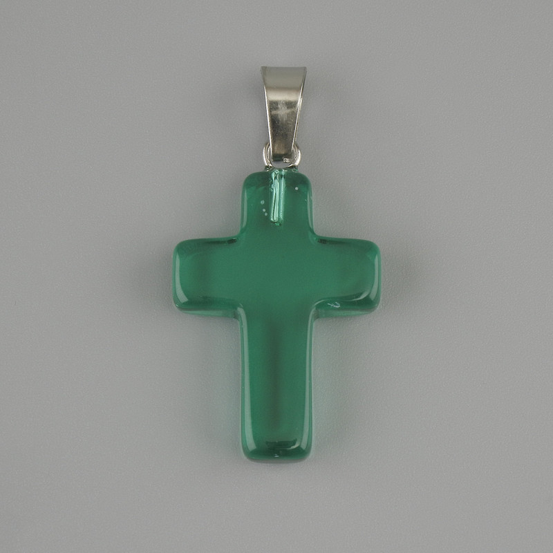 Pendentif croix en quartz teinté 25×18 mm ±, longueur 35 mm+