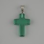 Pendentif croix en quartz teinté 25×18 mm ±, longueur 35 mm+
