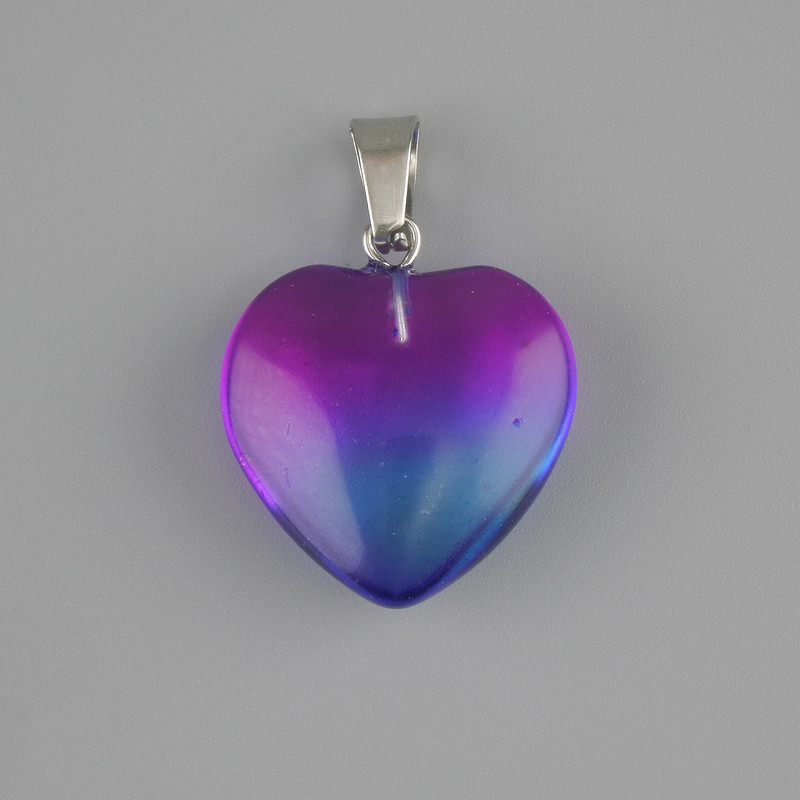 Pendentif Cœur en quartz teinté 20×20 mm ±, longueur 30 mm+