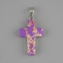 Pendentif croix en variscite violet 25×18 mm ±, longueur 36 mm ±