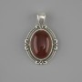 Pendentif Cornaline 34×21 mm ± métal argenté