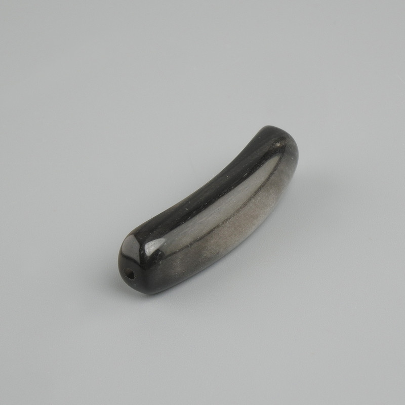 Perle-insertion en obsidienne argentée, maillon incurvé avec trous 36×10×6 mm+