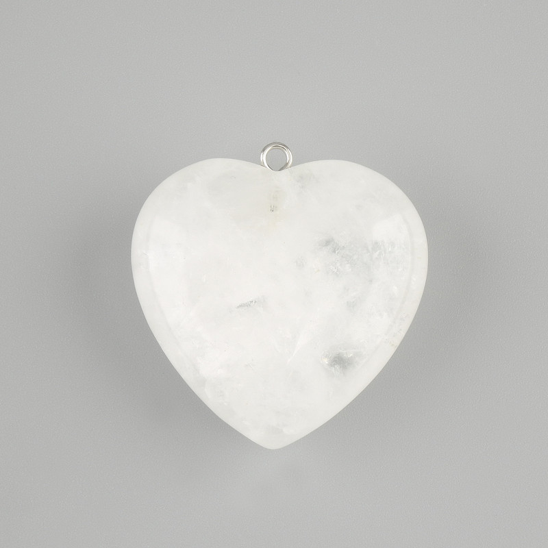 Pendentif Cœur Cristal de roche 30×30 mm+