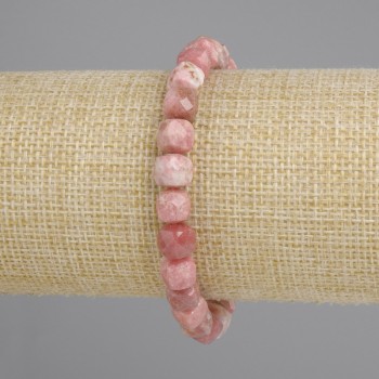 Bracelet en pierre naturelle rhodochrosite, cubes facetés, diamètre 7×7 mm ±, longueur 18 cm