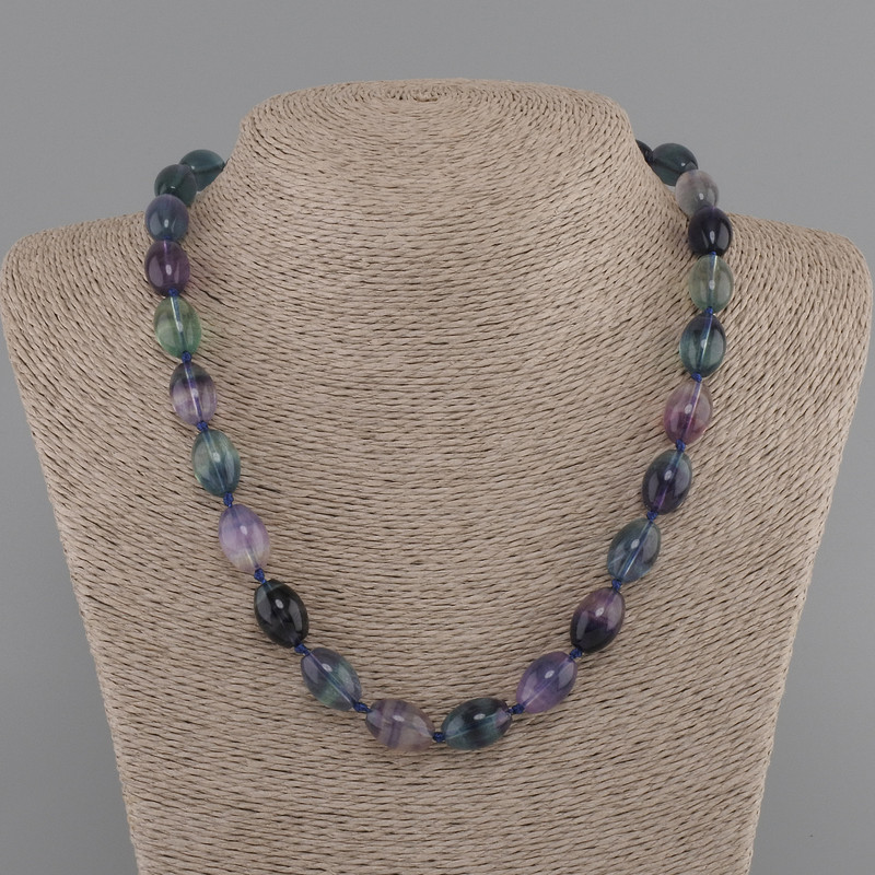 Collier fluorite grain 14×10 mm, longueur 45 cm, avec fermoir