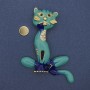Broche magnétique Chat émaillé et strass métal doré 62 × 56 mm+